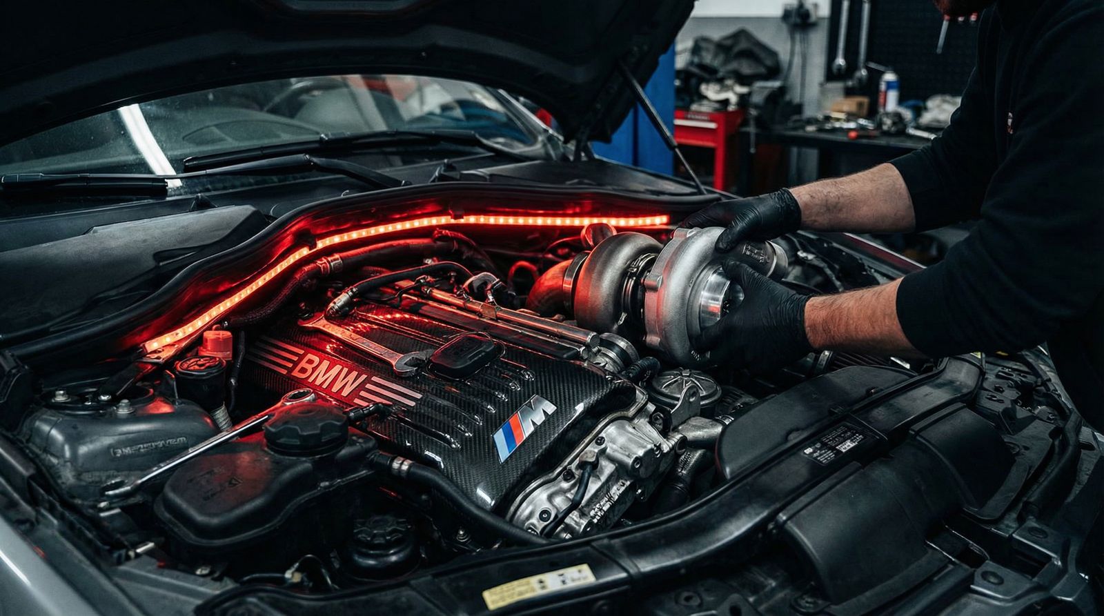 17c一起草修车视频 - 宝马M4涡轮增压改装视频教程