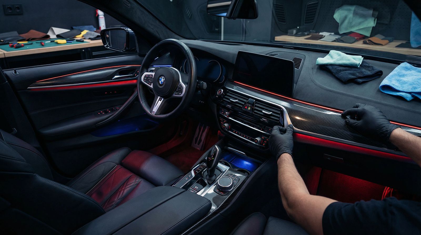 17c一起草改装视频 - 宝马内饰碳纤维升级视频教程